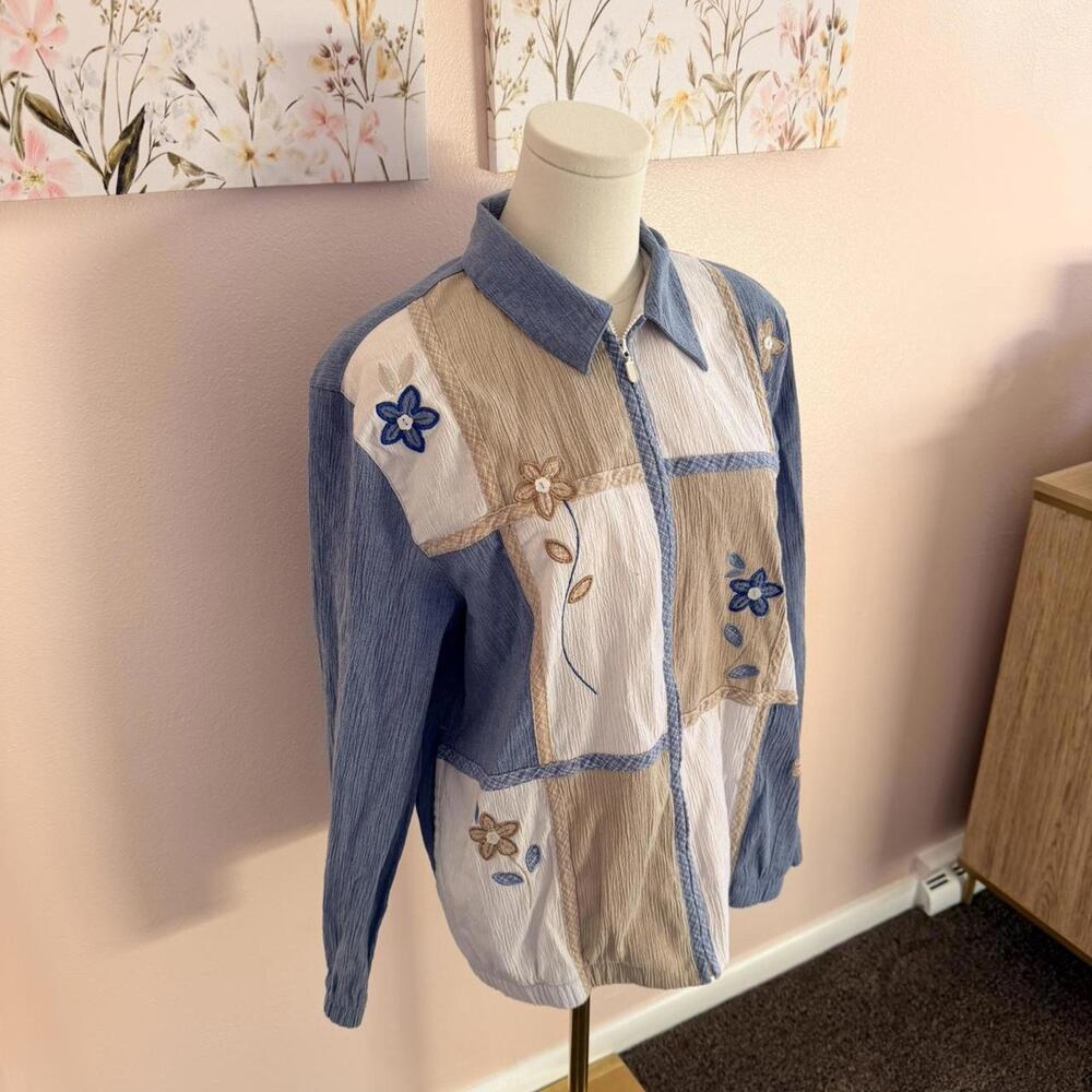 Vintage Floral Patchwork Zip-Up Jacket - image 3